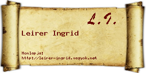 Leirer Ingrid névjegykártya